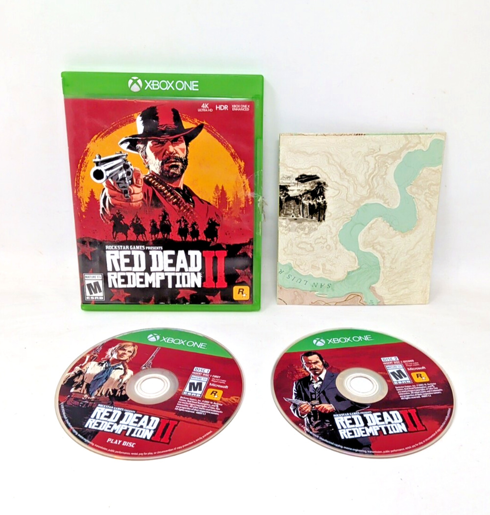 Red Dead Redemption II 2 Microsoft Xbox One 2018, Rockstar) Complete, CIB MAP